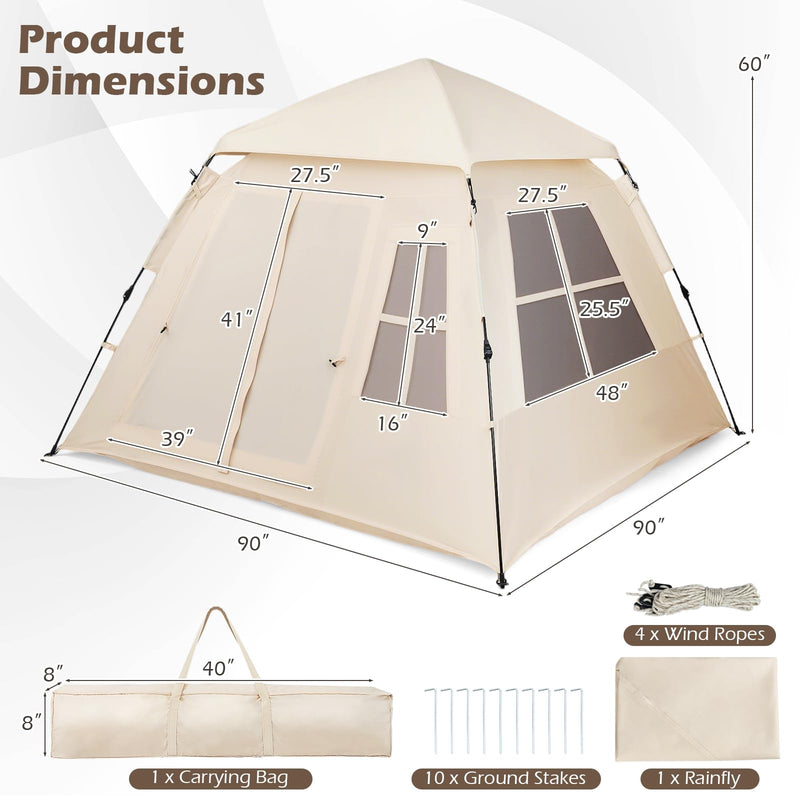 Load image into Gallery viewer, Goplus 4 Person Camping Tent with Rainfly Mesh Windows 2 Doors & Carrying Bag