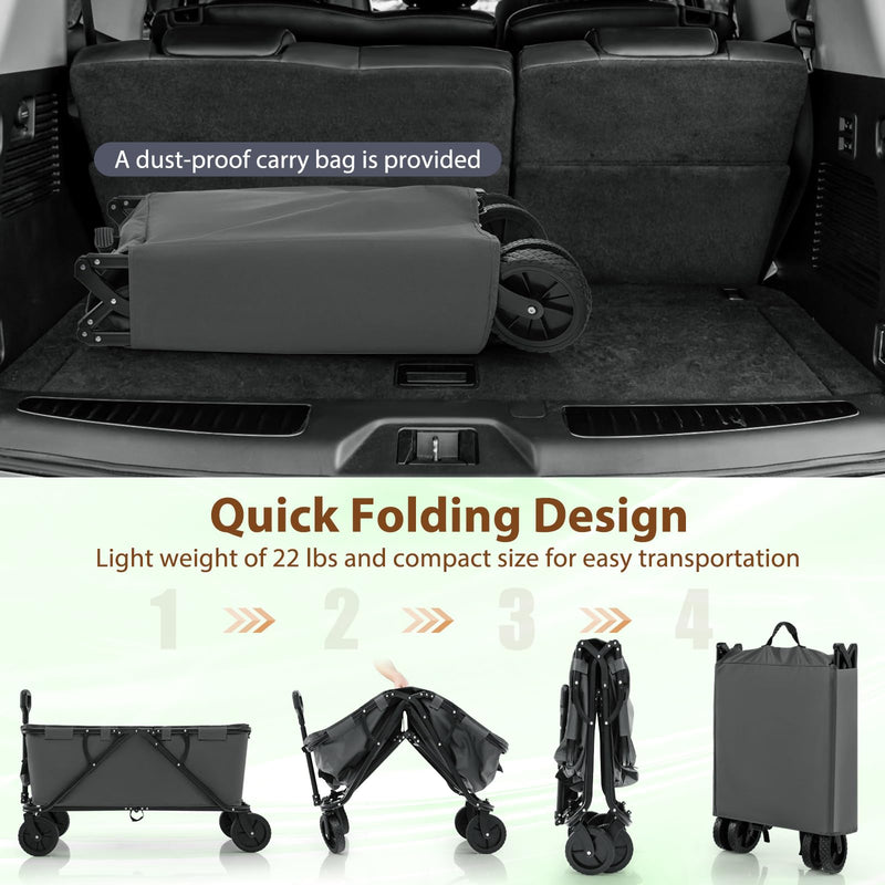 Load image into Gallery viewer, Goplus Collapsible Foldable Wagon, Heavy-Duty Wagon Cart w/Adjustable Handlebar, Bottle Holders & Storage Pocket