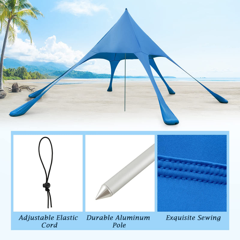 Load image into Gallery viewer, Goplus Beach Canopy, 20 x 20 FT Beach Shade with UPF50+ Sun Protection, Carrying Bag, Sand Shovel, Aluminum Pole, 6 Ground Stake