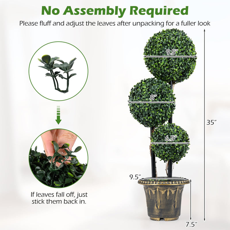 Load image into Gallery viewer, Goplus 3 FT Artificial Boxwood Topiary Tree Sun-Protective Triple Ball Fake Plants Shrubs (1/2 Pack)