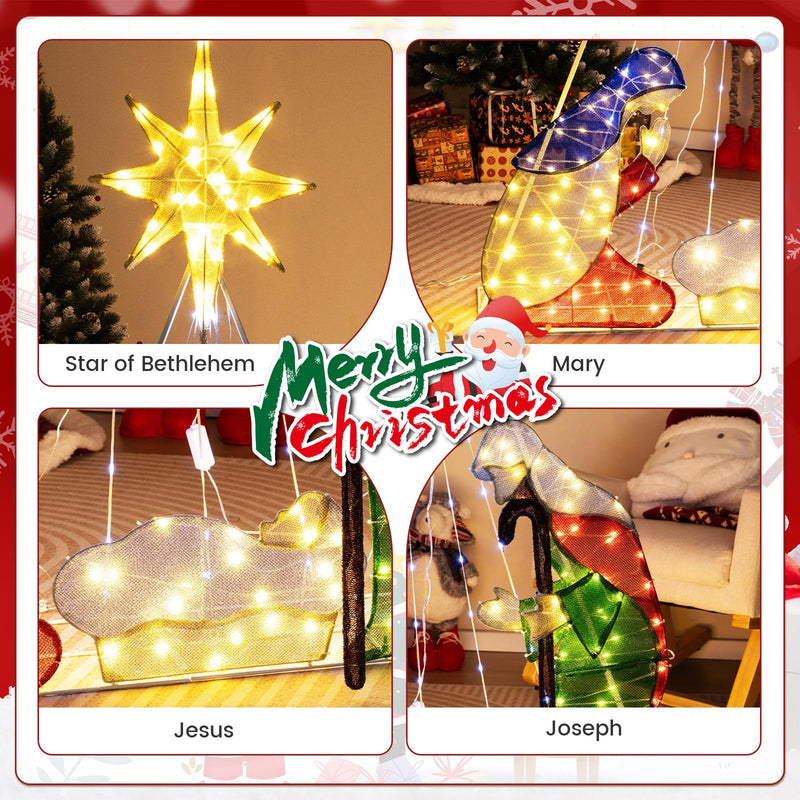 Load image into Gallery viewer, Goplus 6 FT Lighted Nativity Scene, Holy Family Set Christmas Decoration with 240 LED Lights