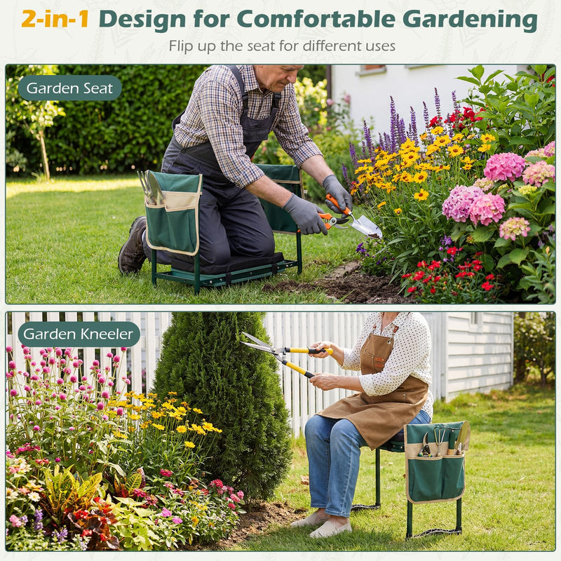 Load image into Gallery viewer, Goplus 11" Wide 2-in-1 Foldable Garden Kneeler and Seat for Seniors