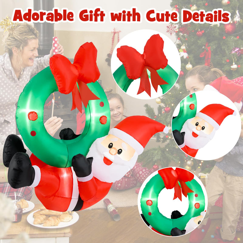 Load image into Gallery viewer, Goplus Christmas Inflatables, 4FT Blow up Santa Claus w/LED Lights & Christmas Wreath