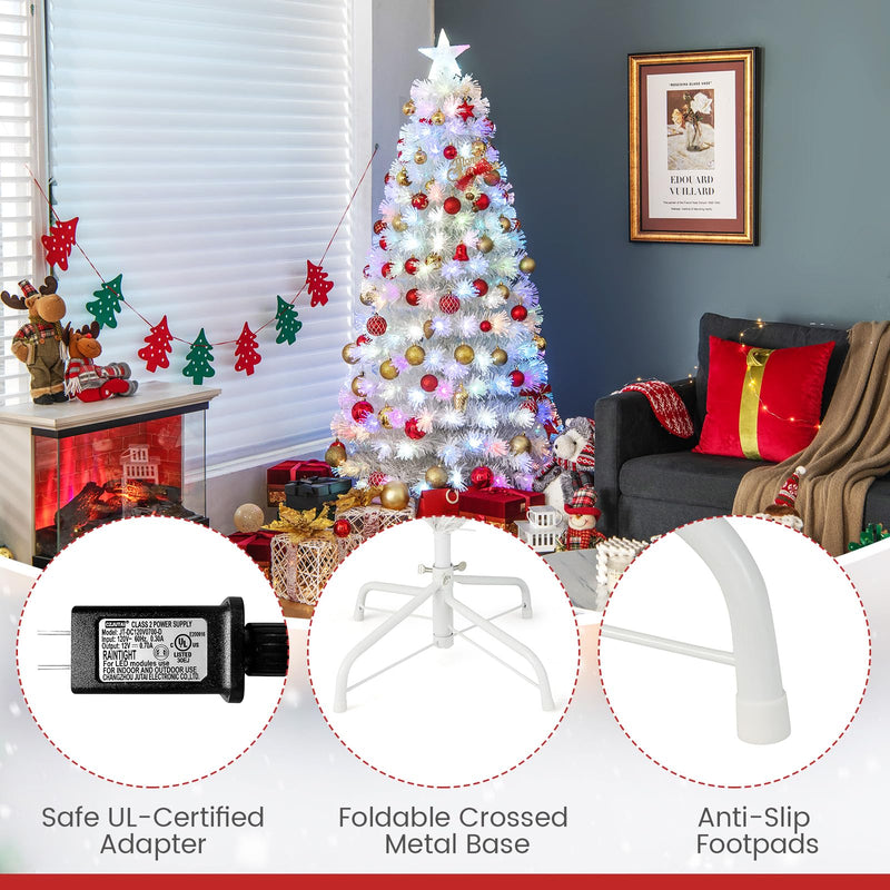 Load image into Gallery viewer, Goplus 6ft/7ft Pre-Lit White Snow Flocked Artificial Christmas Tree