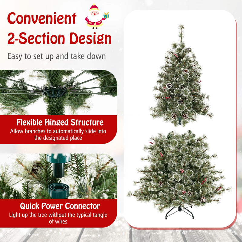 Load image into Gallery viewer, Goplus 6ft / 7.5ft / 9ft Pre-Lit Artificial Christmas Tree with 360° Quick Power Connector