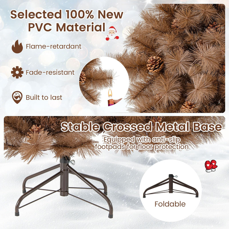 Load image into Gallery viewer, Goplus 6 FT Pre-Lit Chocolate-Color Xmas Tree with 493 Pine Needles & PVC Tips