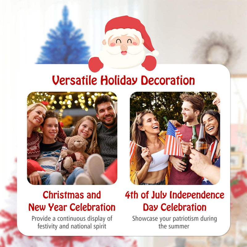 Load image into Gallery viewer, Goplus 7.5 FT Pre-Lit Patriotic Artificial Christmas Tree, Flag-Themed Hinged Xmas Tree with 480 Warm White LED Lights