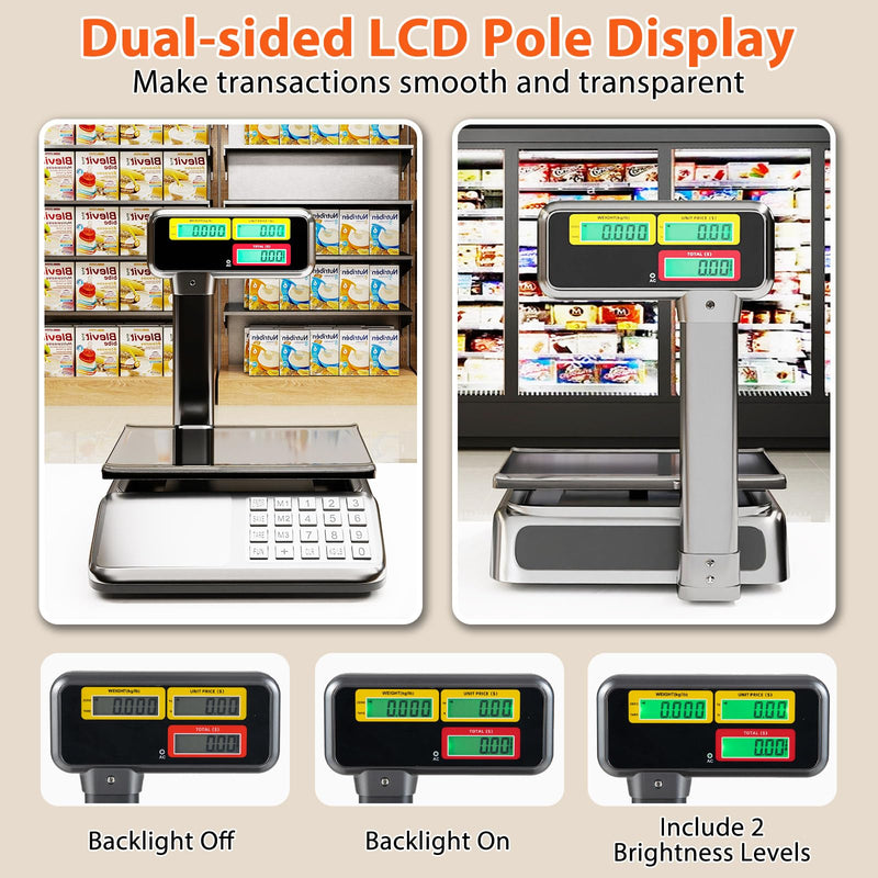 Load image into Gallery viewer, Goplus 88lb/40kg Price Computing Scale with Pole Dual LCD Display