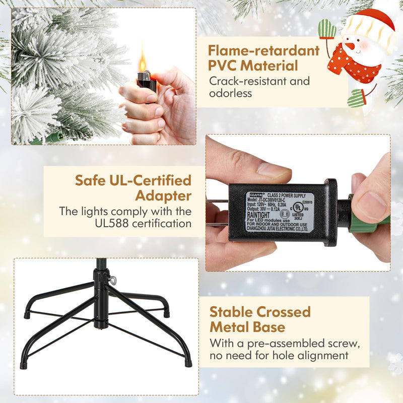 Load image into Gallery viewer, Goplus 6ft / 7ft Pre-Lit Pop Up Christmas Tree Collapsible Snow Flocked Artificial Xmas Tree