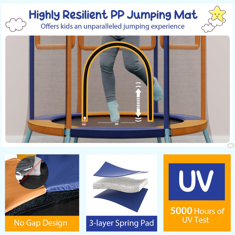 Load image into Gallery viewer, Goplus Kids Trampoline for Toddlers, ASTM Approved Mini Trampoline w/Heightened Safety Enclosure Net