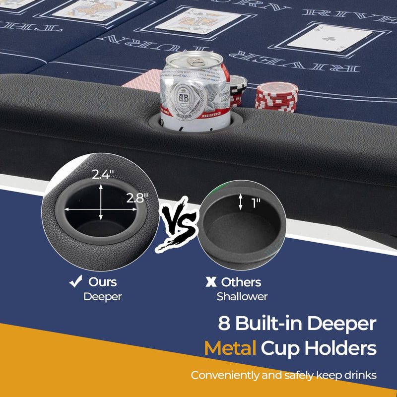 Load image into Gallery viewer, Goplus 72” Poker Table Foldable, 8 Players Card Board Game Table w/Deep Metal Cup Holders