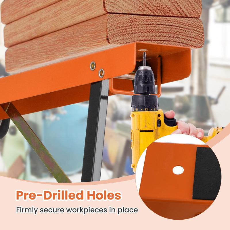 Load image into Gallery viewer, Goplus Saw Horses 2 Pack Portable Heavy-Duty Galvanized Metal Power Tool Stand