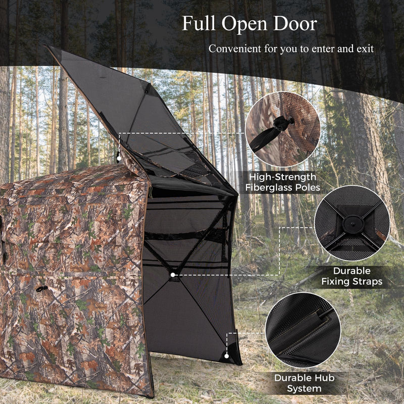 Load image into Gallery viewer, Goplus 360 Degree One-Way See-Through Hunting Blind, Camouflage Hunting Tent w/Full-Open Door, Carrying Bag