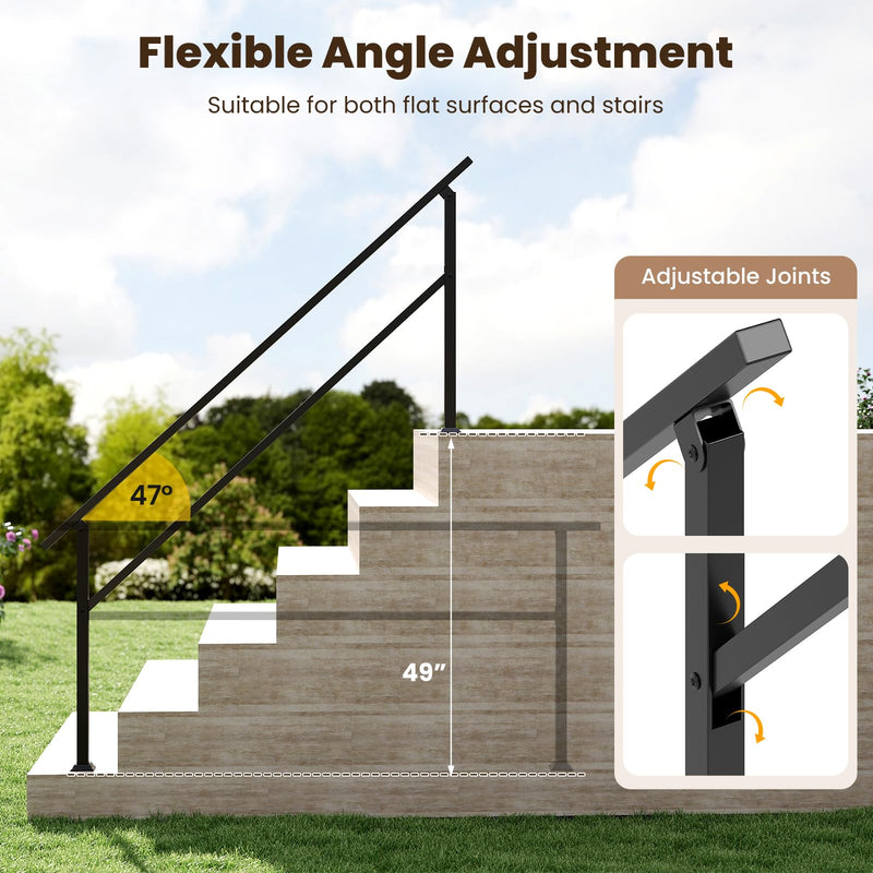 Load image into Gallery viewer, Goplus Metal Hand Rail Fits 0-6 Steps with Flexible Angle Adjustment