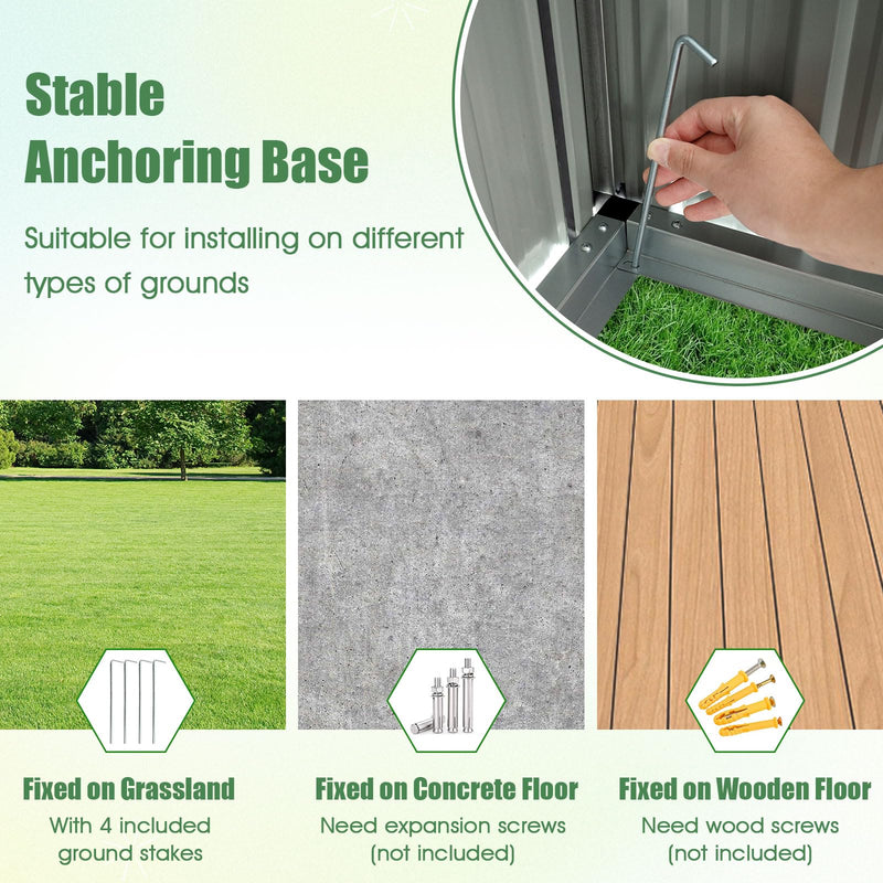 Load image into Gallery viewer, Goplus 5 x 3 FT Outdoor Storage Shed, Galvanized Metal Tool House w/Sloped Roof, 2 Vents, Lockable Door