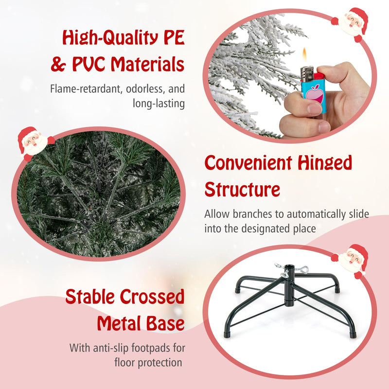 Load image into Gallery viewer, Goplus 4.5ft Pre-Lit Snow Flocked Christmas Tree, Artificial Hinged Full Xmas Tree with 279 PVC & Pine Needles