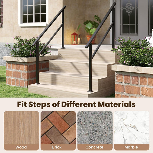 Goplus 330 LBS Staircase Safety Railing with Installation Kit Fits 0-4 Steps