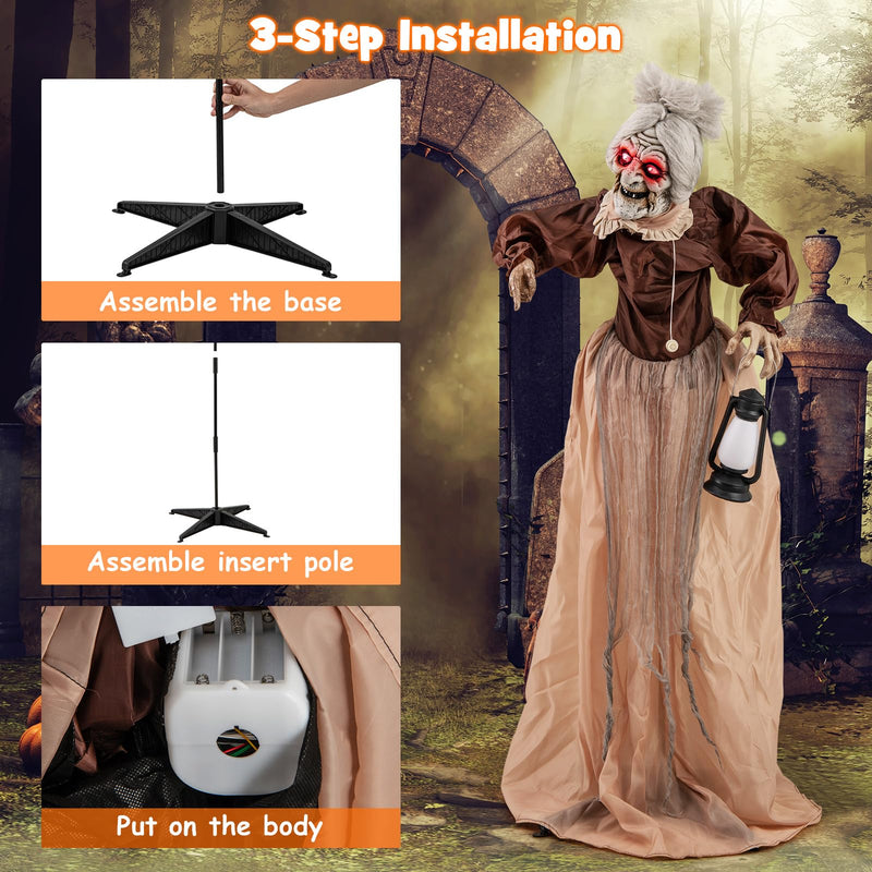 Load image into Gallery viewer, Goplus Halloween Animatronic, Talking Zombie Maid in Lantern