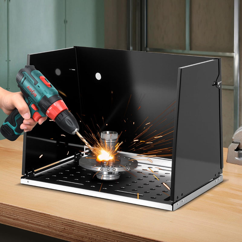 Load image into Gallery viewer, Goplus 17" x 20" Portable Galvanized Metal Work Table with 3 Protective Panels