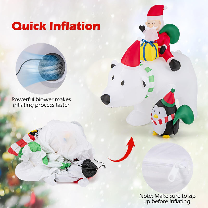 Load image into Gallery viewer, Goplus 7FT Christmas Inflatables, LED Lighted Xmas Inflatable Polar Bear with Shaking Head, Santa & Penguin