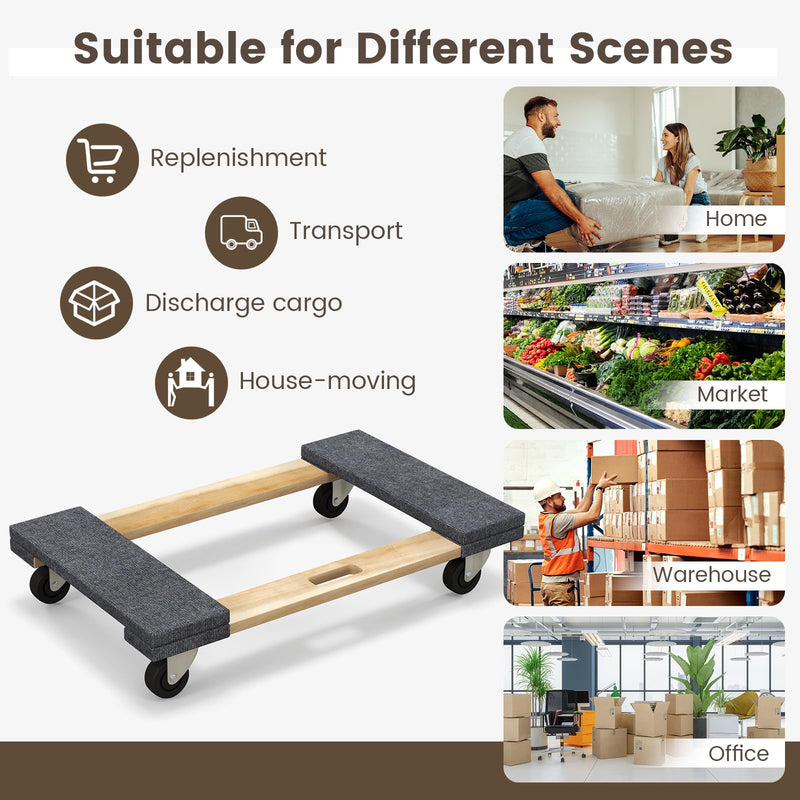 Load image into Gallery viewer, Goplus 4 Wheel Dolly Cart, 30.5" x 18.5" Furniture Dolly w/ 4 Universal Wheels