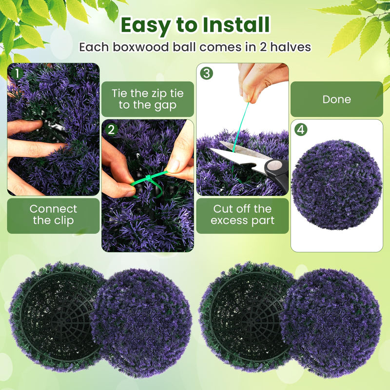 Load image into Gallery viewer, Goplus 2 PCS 15 Inch Artificial Plant Topiary Ball Round Faux Lavender Balls Outdoor