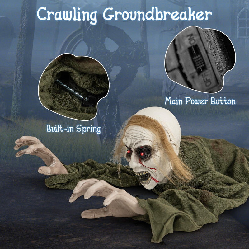 Load image into Gallery viewer, Goplus Halloween Skeleton Groundbreaker Decoration, Sound-Actived Halloween Party Decoration