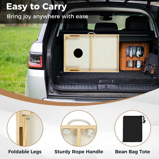 Goplus Solid Wood Corn Hole Game Board Includes 8 Bean Bags