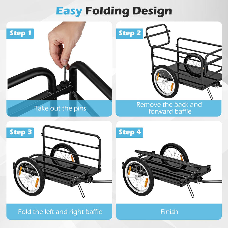 Load image into Gallery viewer, Goplus Bike Cargo Trailer, Folding Bike Cart with Weather-Proof Oxford Cover, Universal Hitch, 16" Pneumatic Wheels