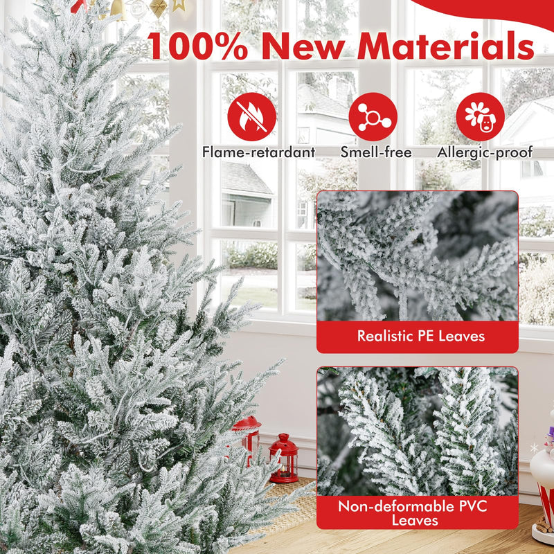Load image into Gallery viewer, Goplus 6FT / 7FT / 8FT Pre-Lit Snow Flocked Christmas Tree | Holiday Home Office Decoration