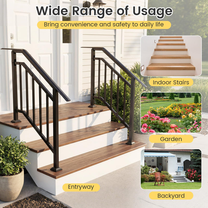 Load image into Gallery viewer, Goplus 3-Step Galvanized Metal Hand Rails with Adjustable Angle for Outdoor Steps (2 Pack)