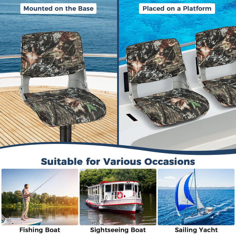 Load image into Gallery viewer, Goplus Low/High Back Boat Seats, Folding Boat Seat with Stainless Steel Screws & Aluminum Hinges, Thickened Sponge Padding