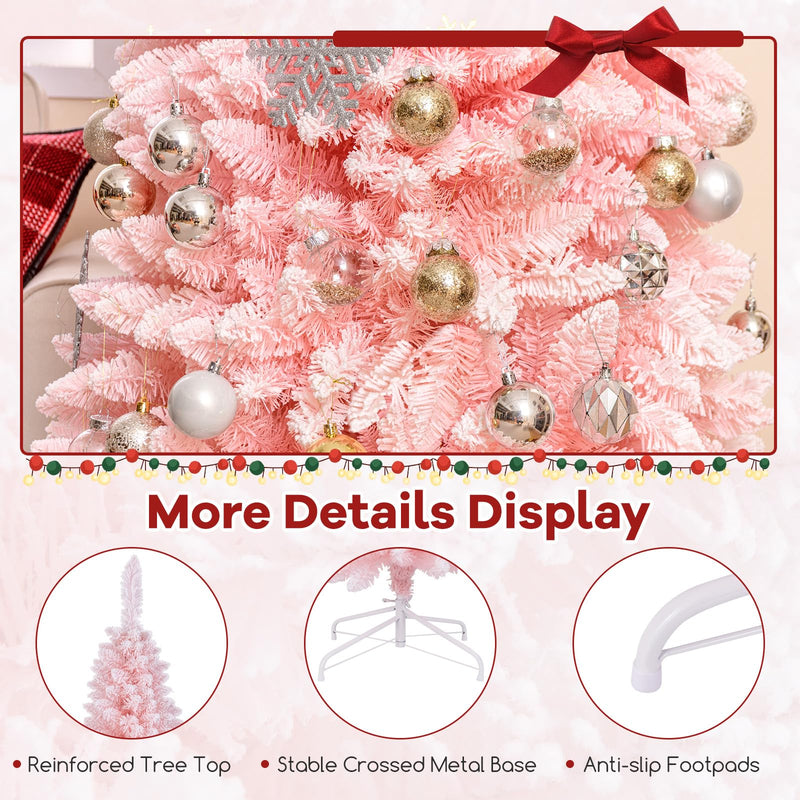 Load image into Gallery viewer, Goplus 7ft Pink Slim Pencil Christmas Tree, Artificial Unlit Skinny Xmas Full Tree with 635 Branch Tips
