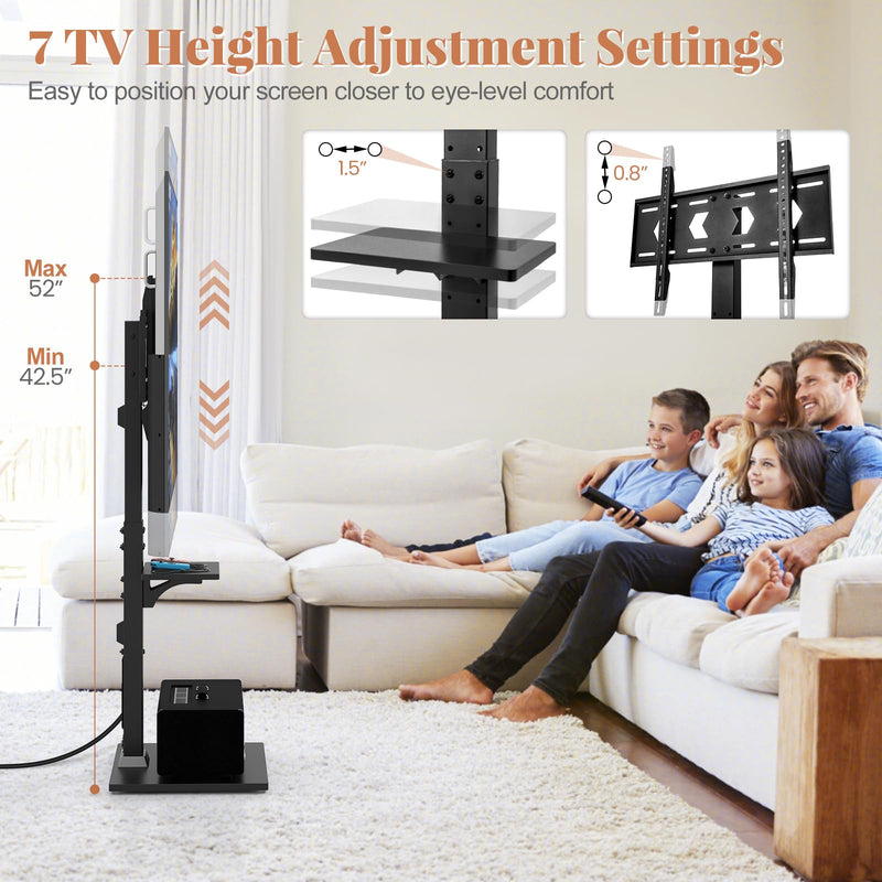 Load image into Gallery viewer, Goplus Floor TV Stand with Power Outlet, Universal TV Stand for 32-70 Inch TVs up to 110 lbs, Tilt & Height Adjustable