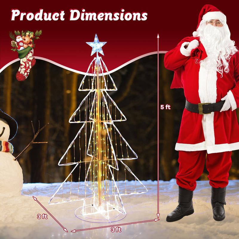 Load image into Gallery viewer, Goplus 5 FT LED Lighted Cone Tree, Indoor & Outdoor Xmas Decoration with Star Topper & Round Base