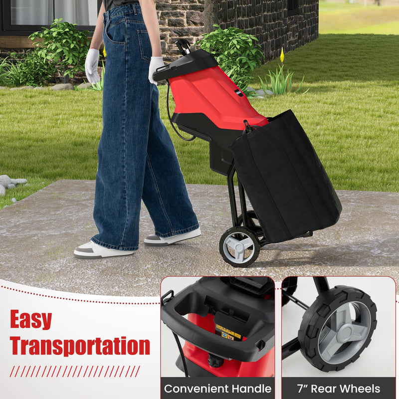 Load image into Gallery viewer, Goplus 15-AMP Electric Wood Chipper and Shredder, Leaf Mulcher with Wheels, Safety Locking Knob