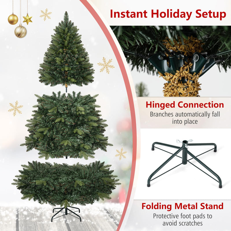 Load image into Gallery viewer, Goplus 5ft/6ft/7ft/8ft Artificial Christmas Tree | Hinged Unlit Full Xmas Tree with Realistic Tree Trunk & Folding Metal Stand
