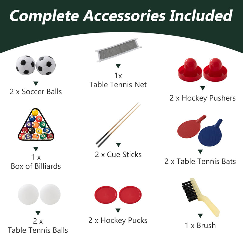 Load image into Gallery viewer, Goplus 4 in 1 Multi Game Table, Combination Game Table Set with Pool Billiards, Air Hockey, Foosball, Table Tennis