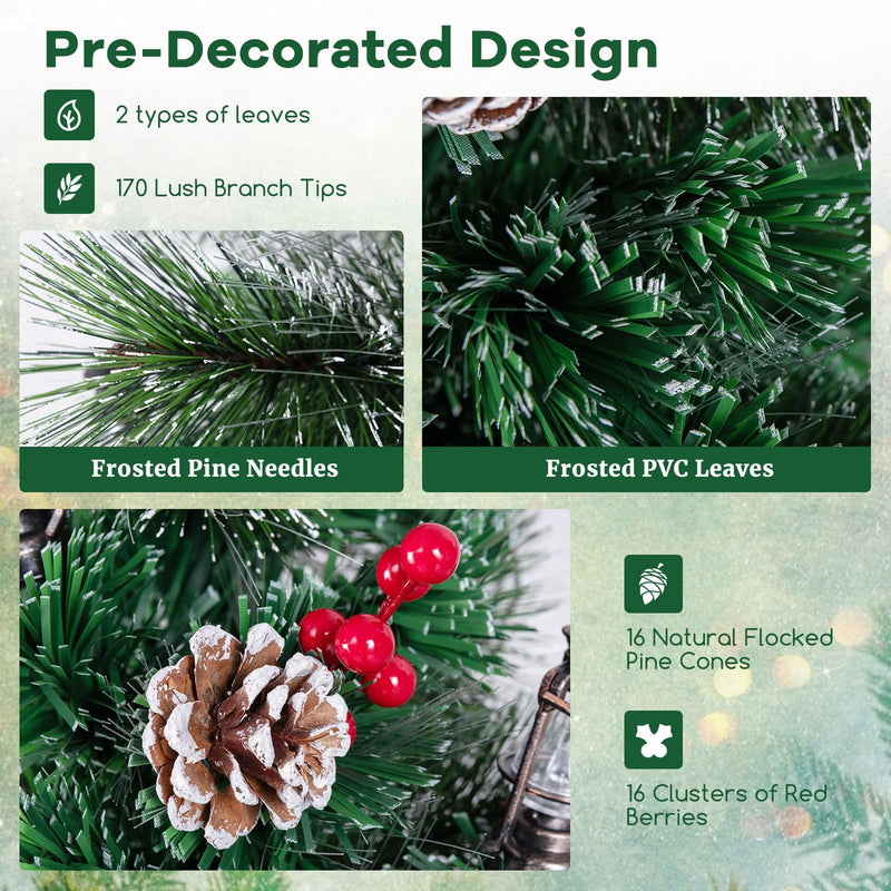 Load image into Gallery viewer, Goplus Pre-Lit Fiber Optic Christmas Tree, Artificial Snowy Xmas Tree with Warm White LED Lights