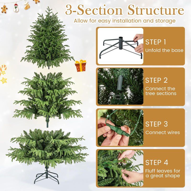 Load image into Gallery viewer, Goplus Pre-Lit Artificial Christmas Tree with PVC & Soft TPE Branch Tips & Foldable Metal Stand