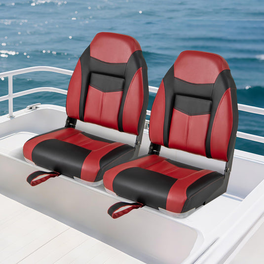 Goplus 2 Pieces High Back Folding Boat Seat Set with Sponge Cushion