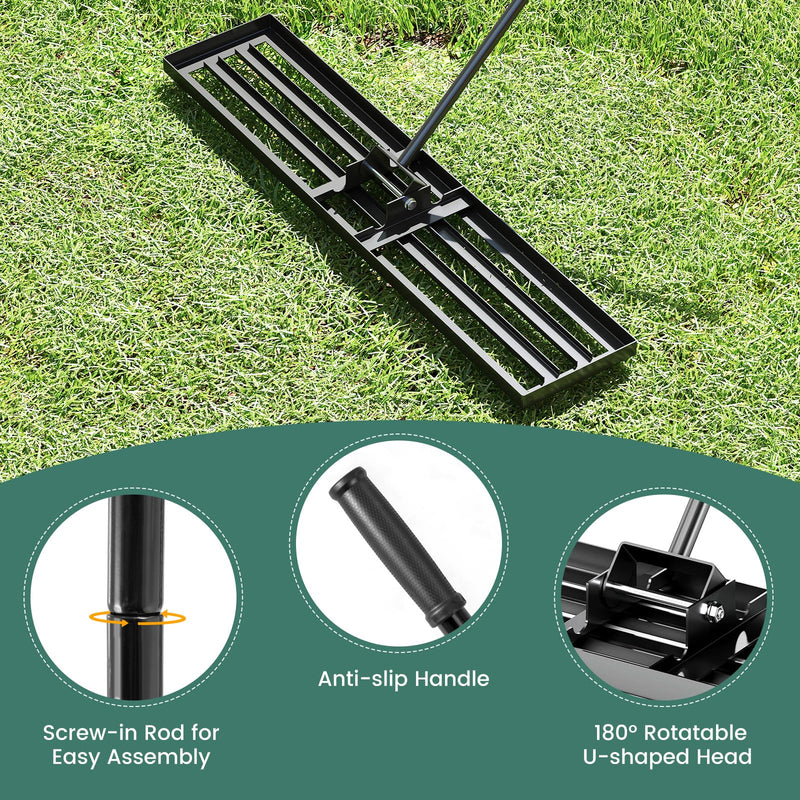 Load image into Gallery viewer, Goplus Lawn Leveling Rake 46" x 10" Heavy Duty Level Lawn Tool w/ Ergonomic Handle for Soil