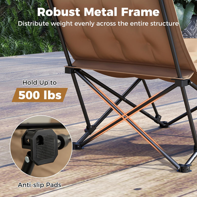 Load image into Gallery viewer, Goplus 4-Position Padded Outdoor Chair with 500 LBS Support Portable Folding Camping Chair