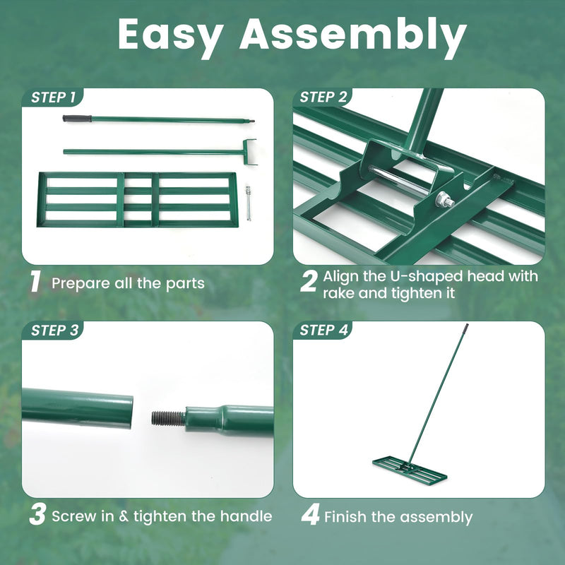 Load image into Gallery viewer, Goplus Lawn Leveling Rake, Heavy Duty Level Lawn Tool w/ Ergonomic Handle for Soil