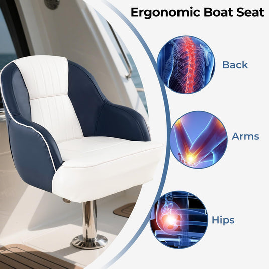 Goplus Pontoon Boat Seat with Thick Cushioned Seat | Ergonomic Cabin Caption Chair