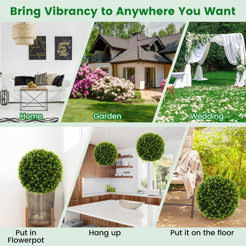 Load image into Gallery viewer, Goplus 2 PCS 22 Inch Artificial Cedar Topiary Ball, Round Faux Cypress Balls Outdoor, Fake Plant Sphere