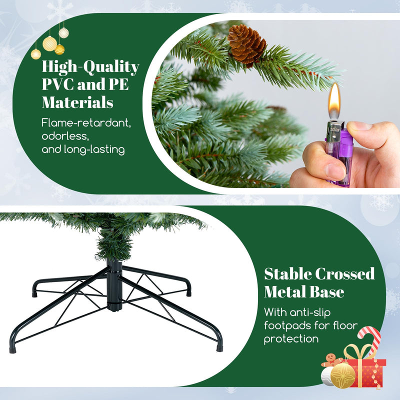 Load image into Gallery viewer, Goplus 8ft Pre-Lit Artificial Christmas Tree with 410 Warm White LED Lights, 8 Modes, 1226 PVC & PE Branch Tips