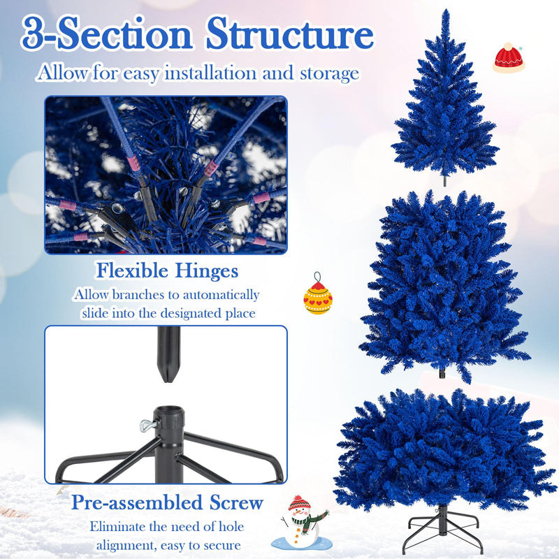 Load image into Gallery viewer, Goplus 7 FT Pre-Lit Royal Blue Snow Flocked Christmas Tree with 340 LED Lights