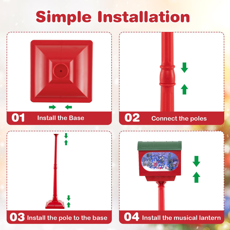 Load image into Gallery viewer, Goplus 59 Inch Musical Christmas Street Lamp, Festive Lamp Post w/Sound-Activated Snow Globe Lantern