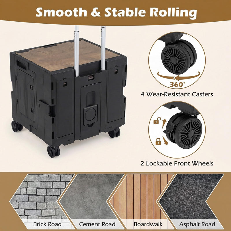 Load image into Gallery viewer, Goplus Foldable Utility Cart on 4 Rotate Wheels